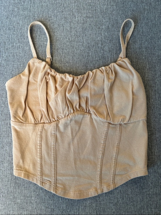 Hollister Tops - Hollister Beige Ruched Bustier Cami with Adjustable Straps